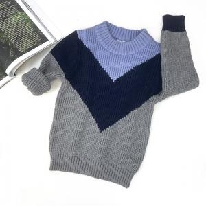 Sweater Supplier Children Kid Knitwear 100% Cotton Crew Neck Geometric Pattern Knitted Pullover Baby Sweater For Autumn Winter