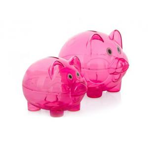 Hot sale daily necessity products for children cute pig design plastic transparent piggy bank