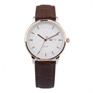 30 Meters Waterproof Mens Leather Strap Dress Watch 210mm Stainless Steel Case