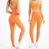 China Oem Factory Manufacturer Custom Logo Adults High Waist GYM Fitness Leggings Orange Ribbed Workout Sets wholesale