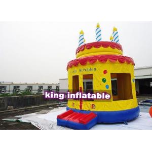 China Hand Drawed Happy Birthday Cake Inflatable Bouncy Castle For Family 4m Diameter supplier