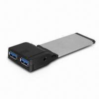 USB 3.0 ExpressCard with Dual Port Host Adapter, Supports Hot-swap and Plug-and-play Function