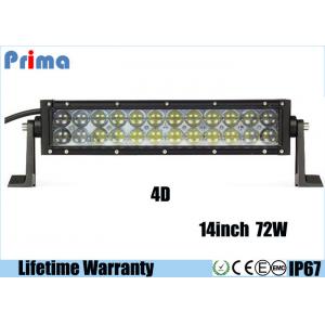 4D 14 Inch UTV LED Light Bar , 6000K - 6500K Cool White 72 Watt Waterproof LED Light Bar 