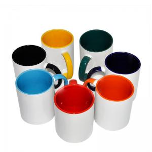 China 11oz White Ceramic Sublimation Coffee Mug with Colored Inside And Handle supplier