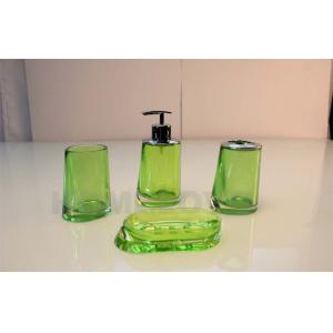 China Acrylic 4pcs Transparent Green Plastic Bathroom Sets Eco friendly Soap Dish supplier