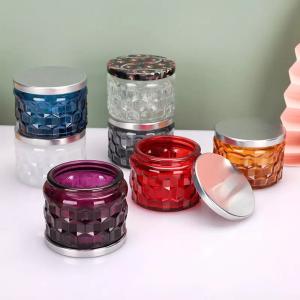 China Mosaic Honeycomb Embossed Empty Glass Candle Jars 4OZ 120ML Candle Container For Wedding Party supplier