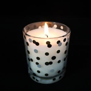 China Natural Scented Soy Tealight Candles In Printed Clear Glass Cup Coconut Apricot wholesale