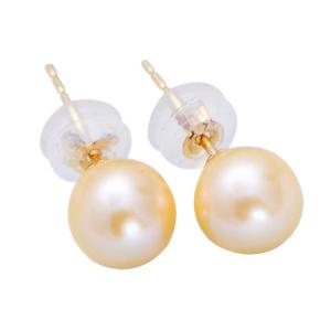 China AAA Round 6.5mm Natural Freshwater Pearl 18K Yellow Gold Earrings(E20180102) supplier