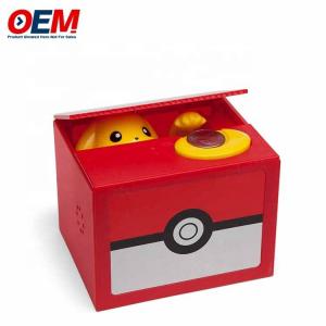 Cartoons Plastic Coin Bank PVC Pika With Lock Key Piggy Bank Plastic