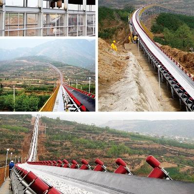 Long Distance Overland Belt Conveyor Curved Bulk Material Handling Conveyor