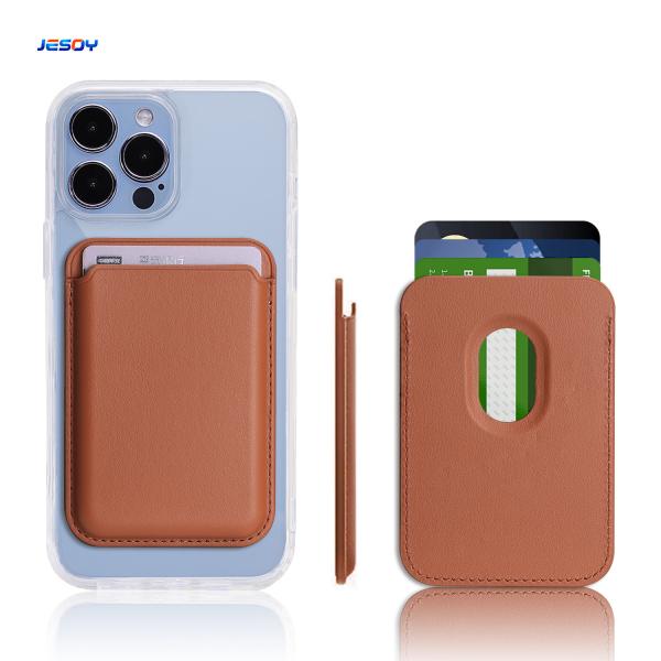 Brown Magsafe Stand Wallet Rfid Blocking Magsafe Card Case For IPhone And Samsung