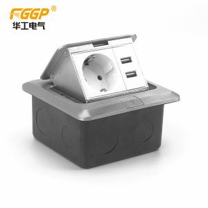 China Home Pop Up Floor Socket , Square Floor Mounted Power Sockets With 2 Usb supplier