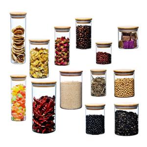 China Bamboo Lid Glass Storage Bottle , Kitchen Storage Containers Glass Material supplier