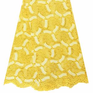 Soft material yellow cord lace african fabric embroidered with rhinestones