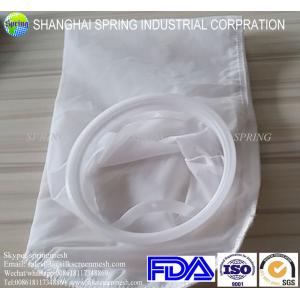 China White 100 Micron Nylon Mesh Filter Bags Square Hole For Solid - Liquid Separation supplier