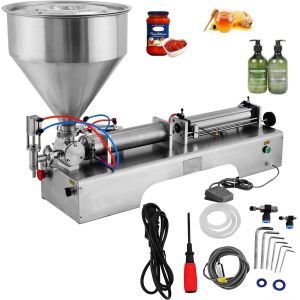 Semi automatic liquid soap honey filler shampoo hot sauce curd jam ice cream oil paste filling machine with heater and mixer