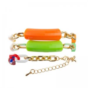 China Bamboo Bar Beads Gold Chain Handmade Bracelet Colorful For Independence Day supplier