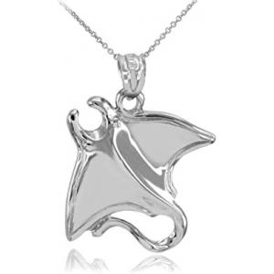 Fine 925 Sterling Silver Sting Ray Bead Charms Pendant Necklace