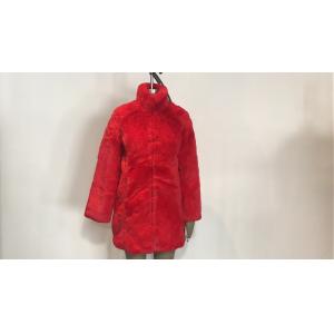 China Red Womens Faux Fur Coat With Collar Shaggy , Long Pile Fur Coat TW78516 supplier