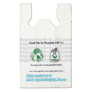Go Green Bamboo Biodegradable Eco-friendly Reusable Plastic T-Shirt Bags Handles Shopping,Compostable Grocery Shopping
