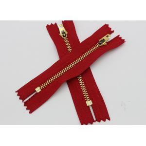 China Red Tape Brass Long Coat Zippers , Normal Brass Teeth Jeans Bulk Metal Zippers wholesale