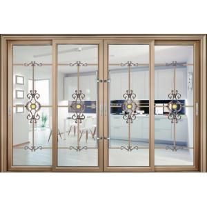 Golden Surface Aluminum Sliding Doors , Large Aluminium Sliding Doors ISO14001