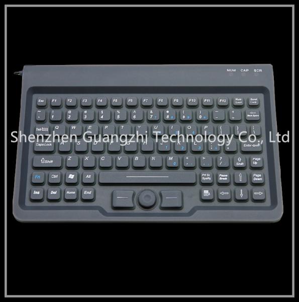 大型のトラックボール マウスUsbかPs2関係が付いている黒いシリコーン ゴムのキーパッド