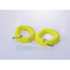 Bright Yellow Flexbile Plastic Spiral Cord Bracelet Keychain ID Chian 12 CM