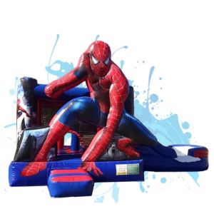 China Spider Man Inflatable Castle with Slide 5.6x6.6m for 1-8 Kids wholesale