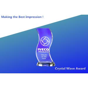 blue wave crystal awards/blank crystal awards/acrylic blue wave trophies/3d crystal blocks