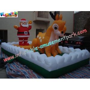 Commercial Inflatable Christmas Decorations Santa With Deer For Shop