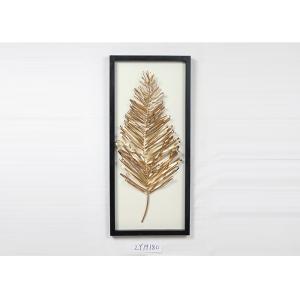 China Metal Leaves Design With Black Rectangle Wooden Frame Wall Art Decoration For Home Gallery Hotel supplier