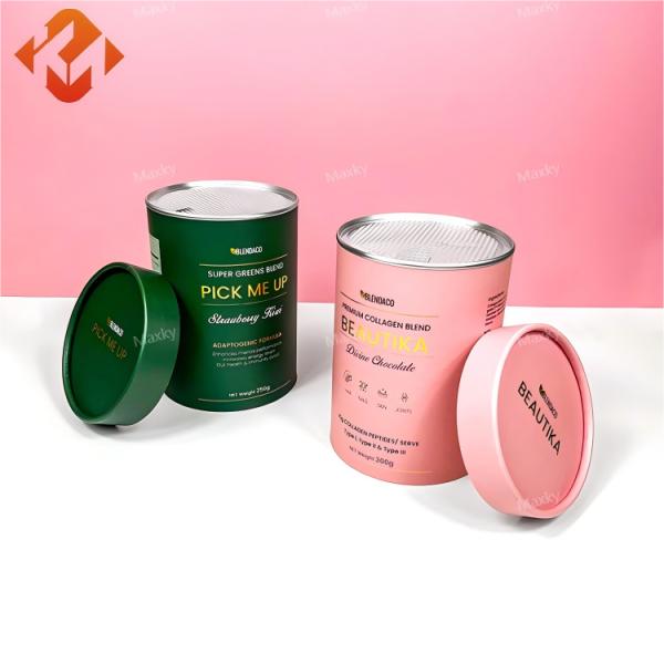 Safe and easy to tear collagen powder bottle paper packaging box spice container sealed food supplement bulk protein powder paper tube environmentally friendly