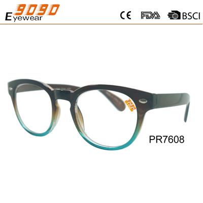 2018 fashion plastic reading glasses ,AClens and plastic hinge,metal decorate in