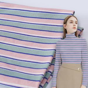100% Cotton Double Knit Fabric , Soft Stripe Knit Fabric For Long Sleeve Clothes