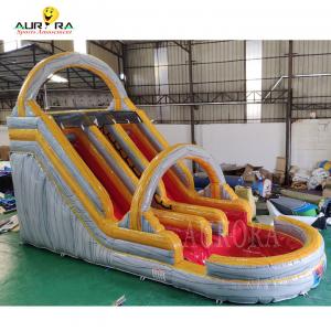 China Summer Party Inflatable Water Slide Grayish Yellow Inflatable Wet Slide With Splash supplier
