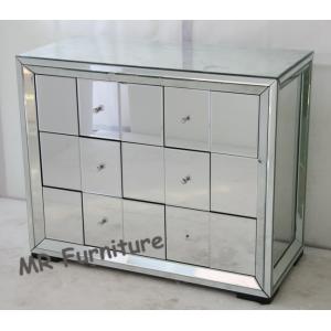 Full Mirrored Tall Chest Of Drawers , Glass Silver Mirrored Chest Of Drawers