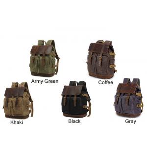 China Soekidy Mens Waxed Canvas Carry On Travel Bag Genuine Leather Backpack supplier