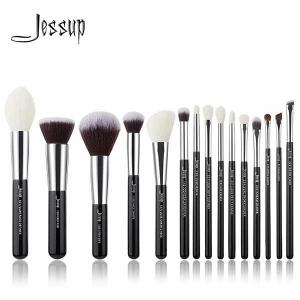 Jessup Full Size Black And Silver Makeup Brushes For Beauty School