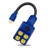 China 5 in 1 Generator Adapter Extension Cord NEMA L14-30P Four 5-20R/5-15R L14-30R 30A 250V RV Power Adapter Durable Rubber Material wholesale
