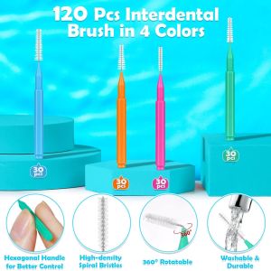 China 120Pcs Interdental Brush Kit 4 Sizes Soft Bristles With 360 Degree Bendable Floss Heads wholesale