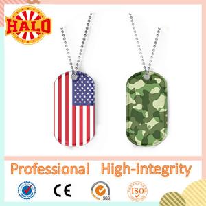 High quality anodized aluminum country flag metal tag dog