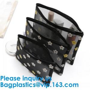 Travel Toiletry Pouch Nylon Mesh Cosmetic Makeup Organizer Bag Zipper Mesh Makeup Bag,Ladies Eco Makeup Hand Bag