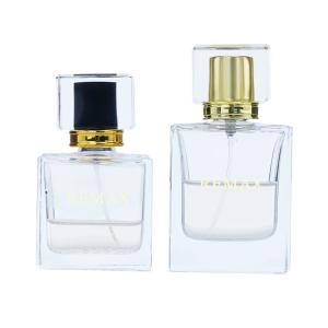 50ml Glass Perfume Bottle Cosmetic Packaging With Gold/Black Threaded Cap