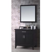 China Solid Wood 36 Inch Single Sink Bathroom Vanity / Bathroom Floor Cabinet Black Color on sale