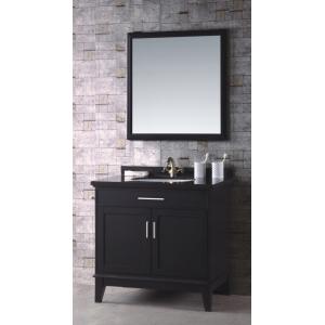 China Solid Wood 36 Inch Single Sink Bathroom Vanity / Bathroom Floor Cabinet Black Color supplier