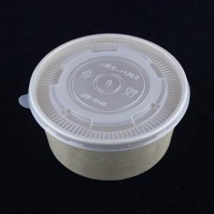 Single Wall Paper Salad Bowls With Lids Round Kraft Noodles Container 1300ml