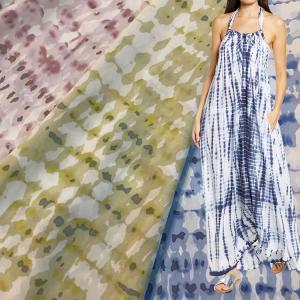 Customized Tye Dye Polyester Dress Fabrics 150cm Woven Print Fabric