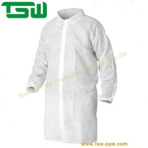 Breathable Nonwoven Microporous Disposable Lab Coat Blue and White Color