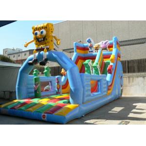 China Kids Double Slide Blue Print Commercial Inflatable Slide PVC Waterproof supplier
